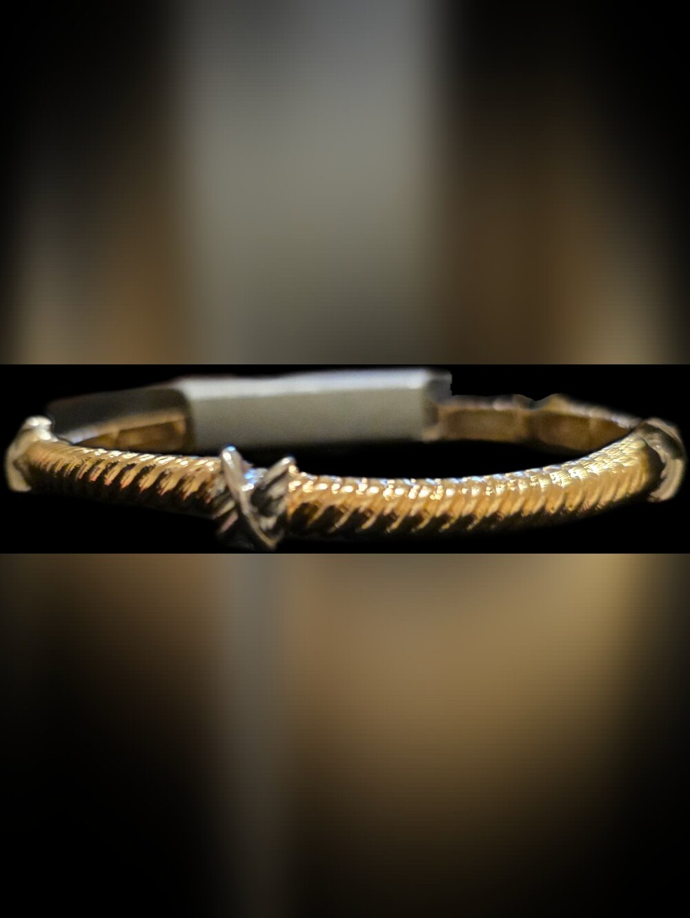Delicate Goldtone Rope Bangle Bracelet w/Silver  Knot Accents